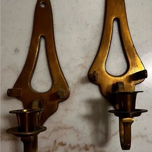Vintage Crowning Touch Made In Taiwan Brass Candle Wall Sconce Set Of 2